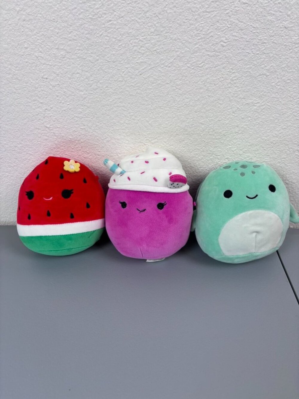 Squishmallow lot of 3 mini 5" plush collection turtle strawberry milkshake